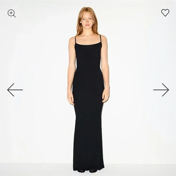 Skims Black Long Slip Dress - Picture 2 of 6